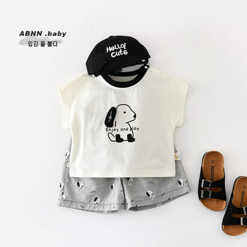 Playful Puppy Co-ord 半袖Tシャツ ショートパンツ セットアップ【mh0012861】 ABNN 半袖セットアップ