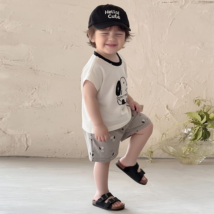 Playful Puppy Co-ord 半袖Tシャツ ショートパンツ セットアップ【mh0012861】 ABNN 半袖セットアップ