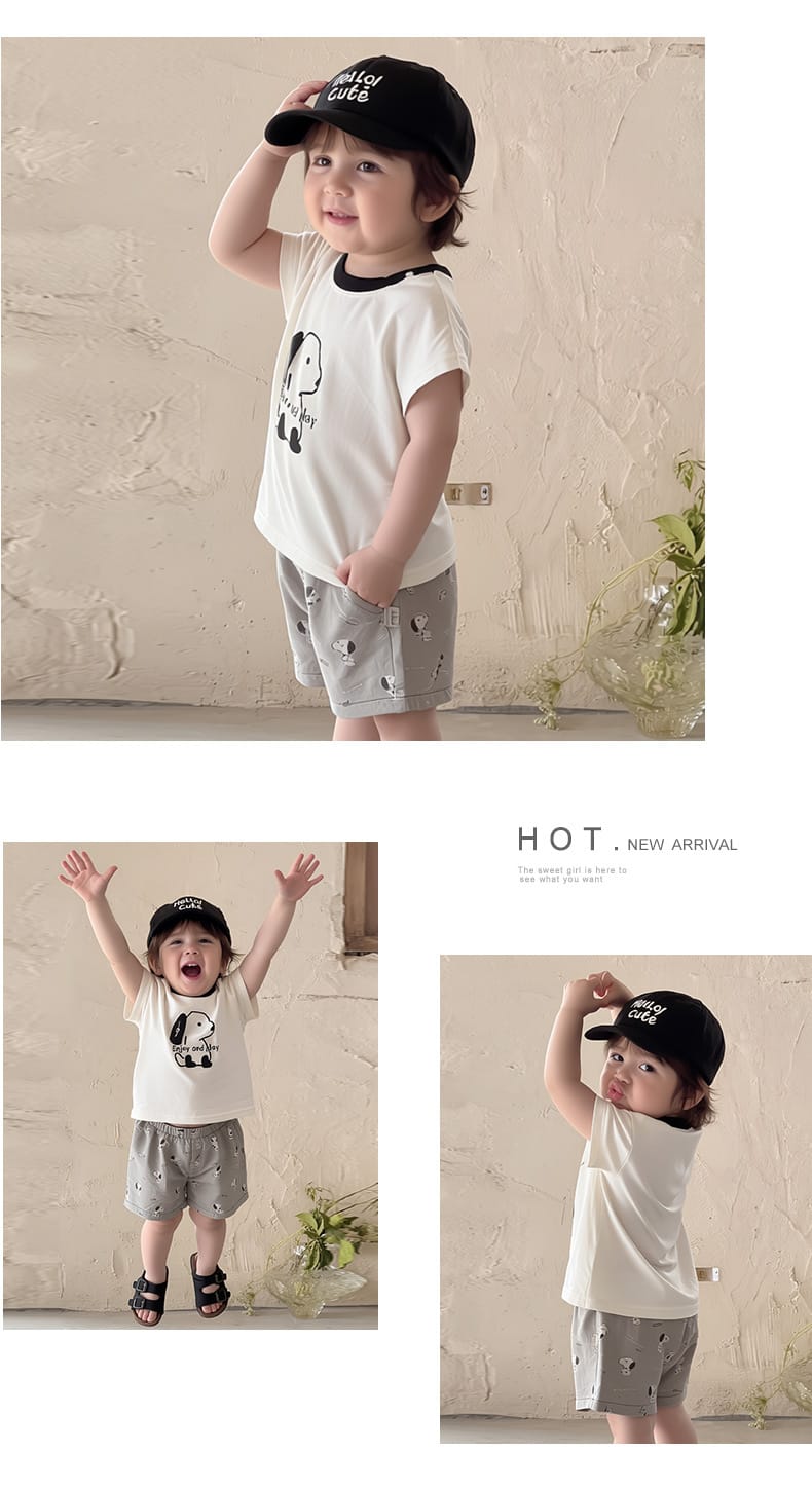 Playful Puppy Co-ord 半袖Tシャツ ショートパンツ セットアップ【mh0012861】 ABNN 半袖セットアップ