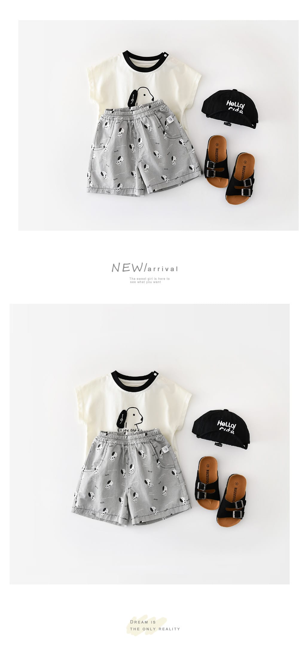 Playful Puppy Co-ord 半袖Tシャツ ショートパンツ セットアップ【mh0012861】 ABNN 半袖セットアップ