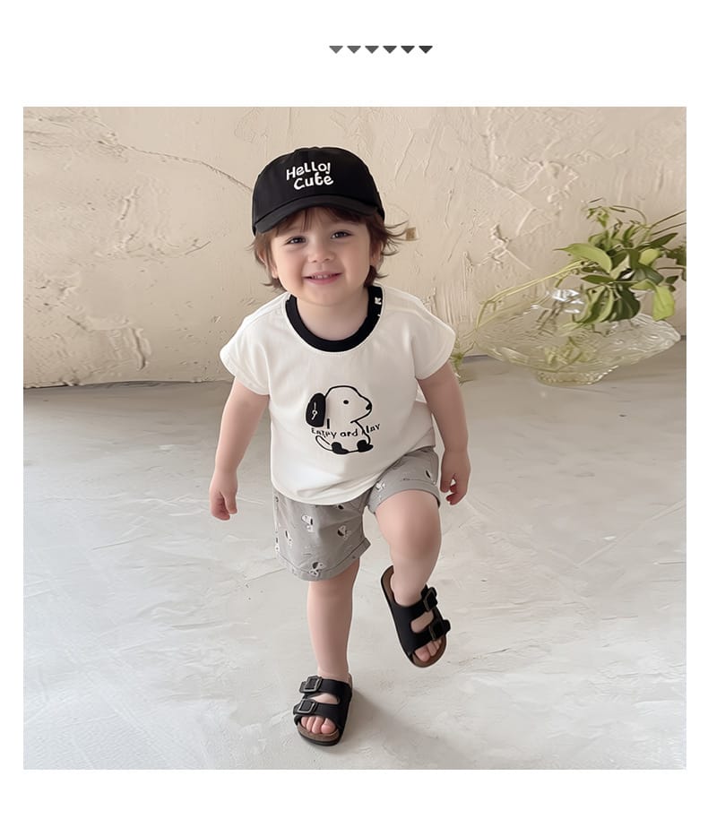Playful Puppy Co-ord 半袖Tシャツ ショートパンツ セットアップ【mh0012861】 ABNN 半袖セットアップ