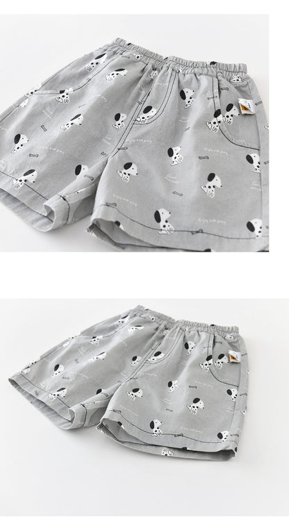 グレーの犬柄ショートパンツ（総柄）2つ折りレイアウト