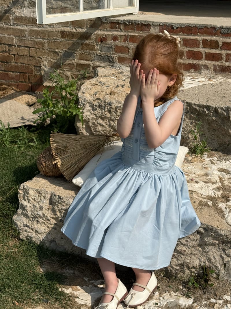 Pleated Lace Pin-tuck Sleeveless Dress レトロ 丸襟 ノースリーブワンピース【mh0012806】 Chengle ノースリーブワンピース