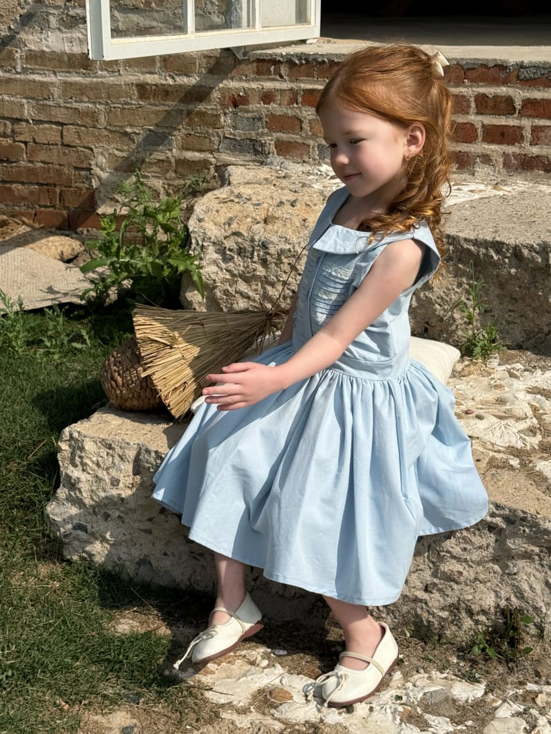 Pleated Lace Pin-tuck Sleeveless Dress レトロ 丸襟 ノースリーブワンピース【mh0012806】 Chengle ノースリーブワンピース