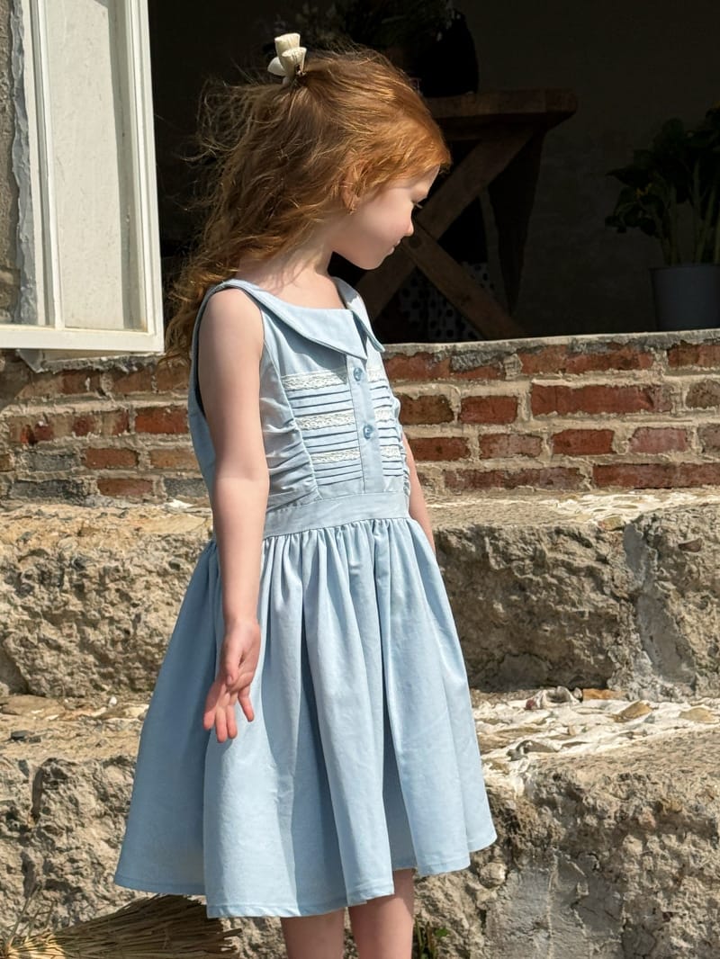 Pleated Lace Pin-tuck Sleeveless Dress レトロ 丸襟 ノースリーブワンピース【mh0012806】 Chengle ノースリーブワンピース