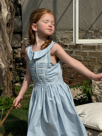 Pleated Lace Pin-tuck Sleeveless Dress レトロ 丸襟 ノースリーブワンピース【mh0012806】 Chengle ノースリーブワンピース