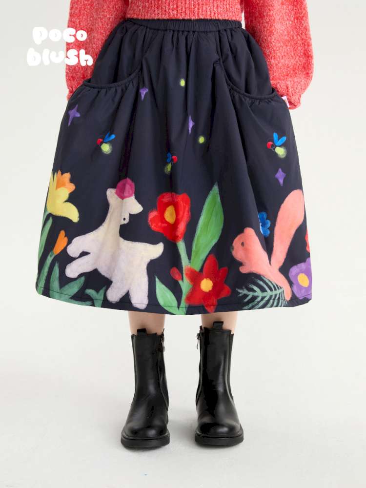 スカート black / 110cm poco blush | Altay Stars Soybean Cotton Skirt ソイファイバー 中綿 キルトスカート【mh0020007】