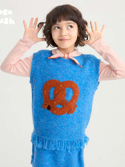 ベスト Blue / 110cm poco blush | Kink Bread Puppy Wool Vest パピー刺繍 ウール ニットベスト【mh0020026】