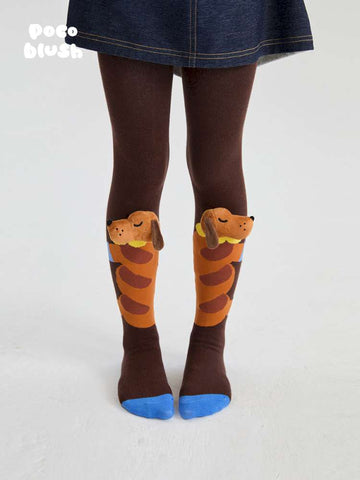 レギンスパンツ Coffee Brown Spring and Autumn / S (Recommended height 110-120cm) poco blush | Bread Puppy 3D Plush Leggings パピー 立体 ぬいぐるみ レギンス【mh0020000】