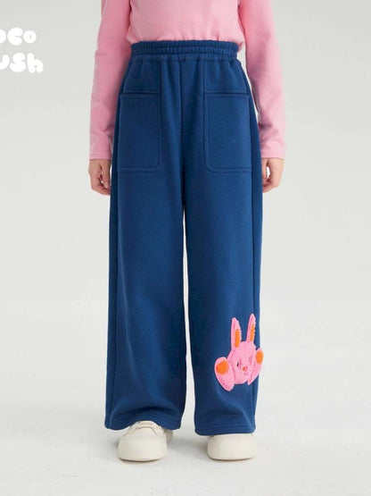 ロングパンツ・スウェットパンツ Denim Blue / 110cm poco blush | Double Weave Fleece Pants ダブルフェイス 裏起毛 ポケットパンツ【mh0020032】