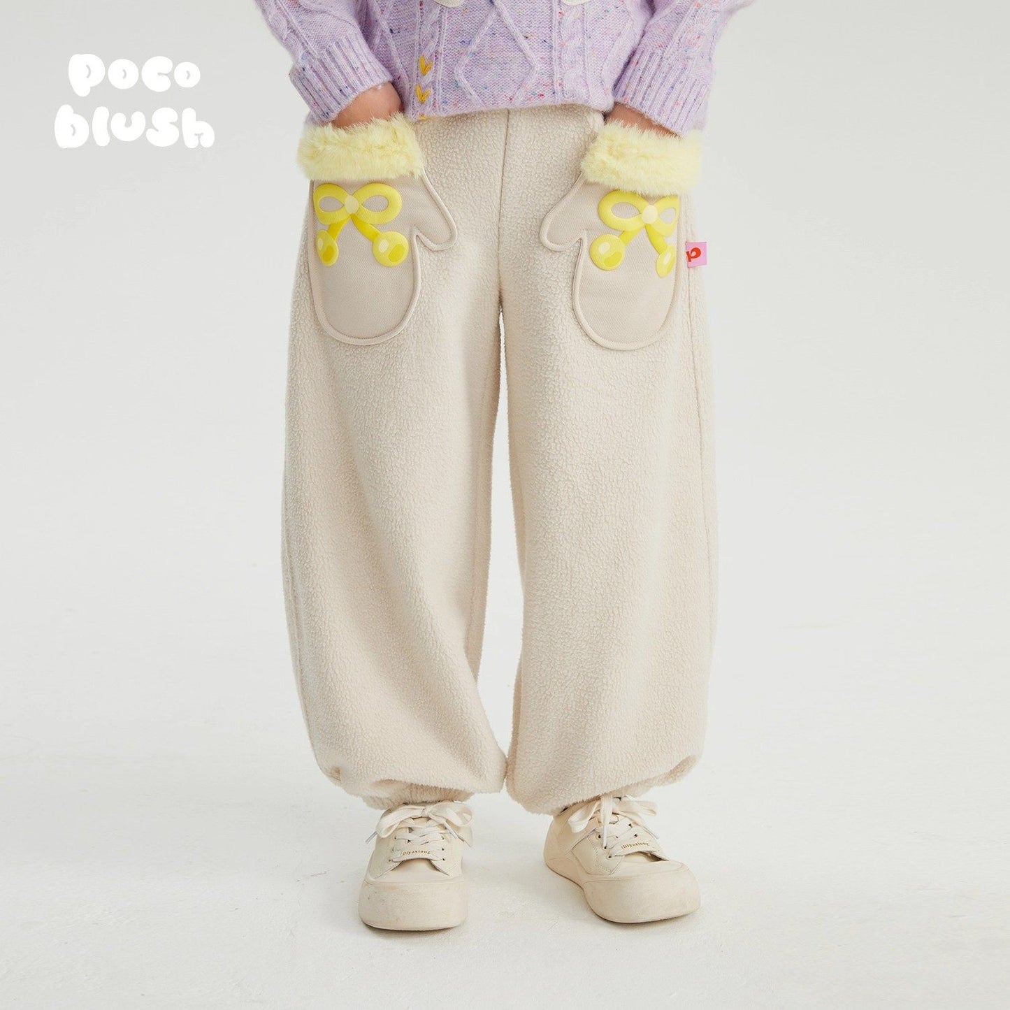 ロングパンツ・スウェットパンツ Gray / 110cm poco blush | Girls Lambswool Warm Pocket Pants ボアポケット 裏起毛パンツ【mh0020001】