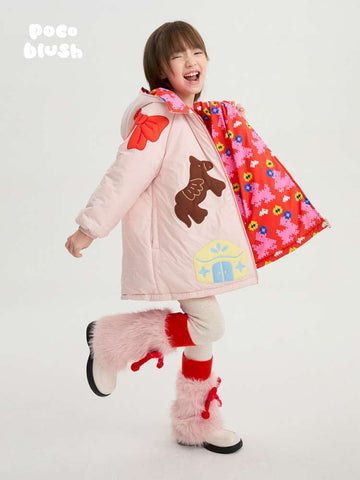 ショートコート・ジャケット・ジャンパー Pink / 110cm poco blush | Altay Scroll Reversible Cotton Coat ソイファイバー リバーシブル 中綿コート【mh0020016】
