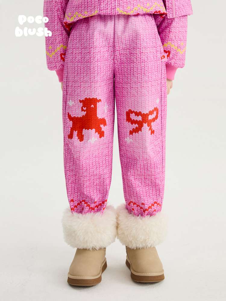 ロングパンツ・スウェットパンツ Pink / 110cm poco blush | Stick Needle Lamb Fleece Pants シープボア 防風防水 フリースパンツ【mh0020017】