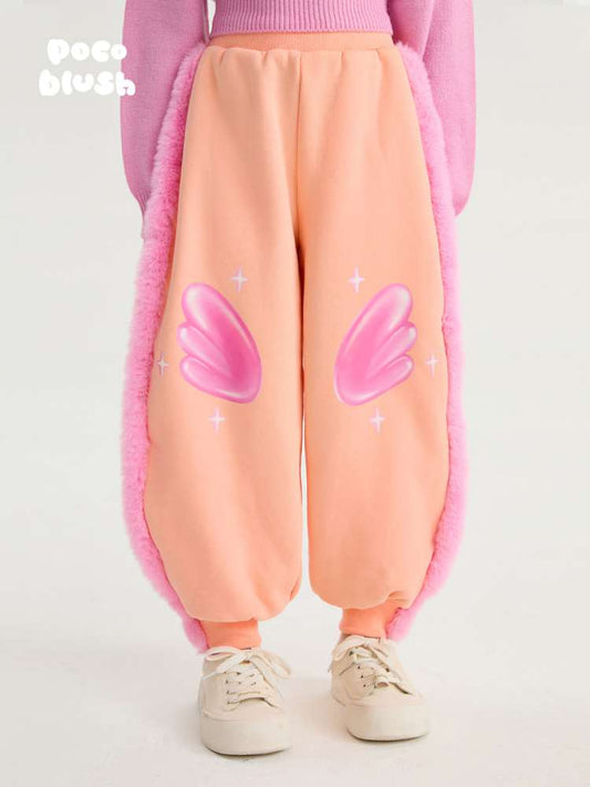 ロングパンツ・スウェットパンツ Pink Orange / 110cm poco blush | Swan Wings Fleece Sweatpants 裏起毛 スウェットパンツ【mh0020018】