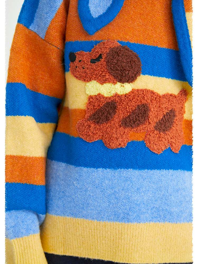 ニット・セーター poco blush | Baguette Puppy Striped Hooded Set パピー ボーダー ニットセット【mh0020028】