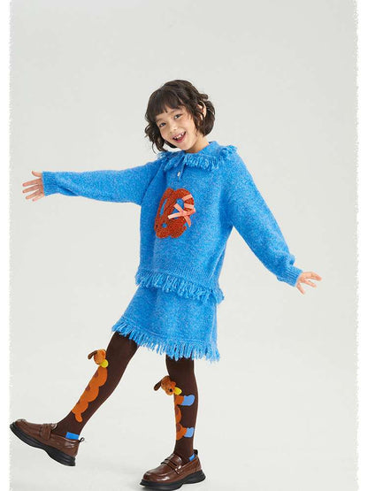 長袖セットアップ poco blush | Braid Puppy Wool Blend Sweater ツイストパン犬 ウール混 ふわふわニット【mh0020030】