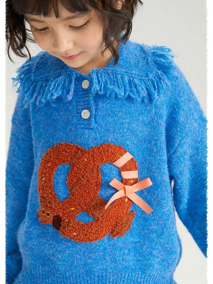 長袖セットアップ poco blush | Braid Puppy Wool Blend Sweater ツイストパン犬 ウール混 ふわふわニット【mh0020030】