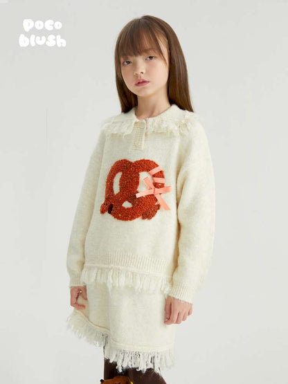長袖セットアップ poco blush | Braid Puppy Wool Blend Sweater ツイストパン犬 ウール混 ふわふわニット【mh0020030】