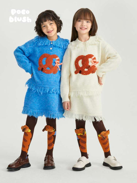 長袖セットアップ poco blush | Braid Puppy Wool Blend Sweater ツイストパン犬 ウール混 ふわふわニット【mh0020030】