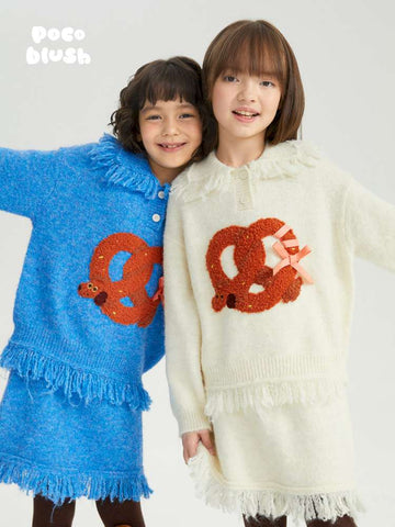 長袖セットアップ poco blush | Braid Puppy Wool Blend Sweater ツイストパン犬 ウール混 ふわふわニット【mh0020030】
