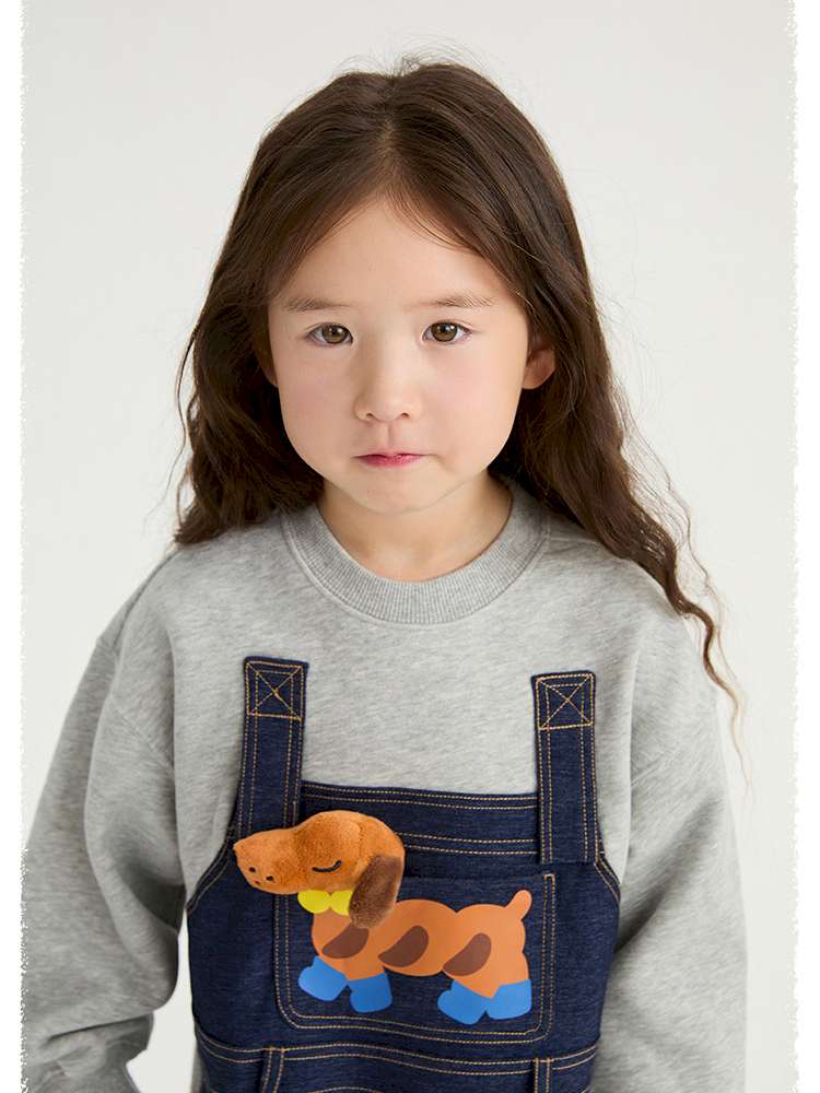 トレーナー・フーディ poco blush | Bread Puppy Denim Fleece Sweater デニム 切替 裏起毛 トレーナー【mh0020003】