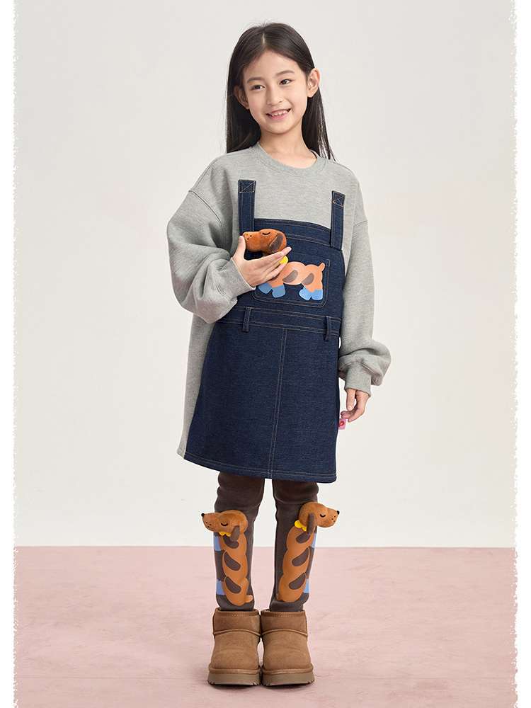 トレーナー・フーディ poco blush | Bread Puppy Denim Fleece Sweater デニム 切替 裏起毛 トレーナー【mh0020003】