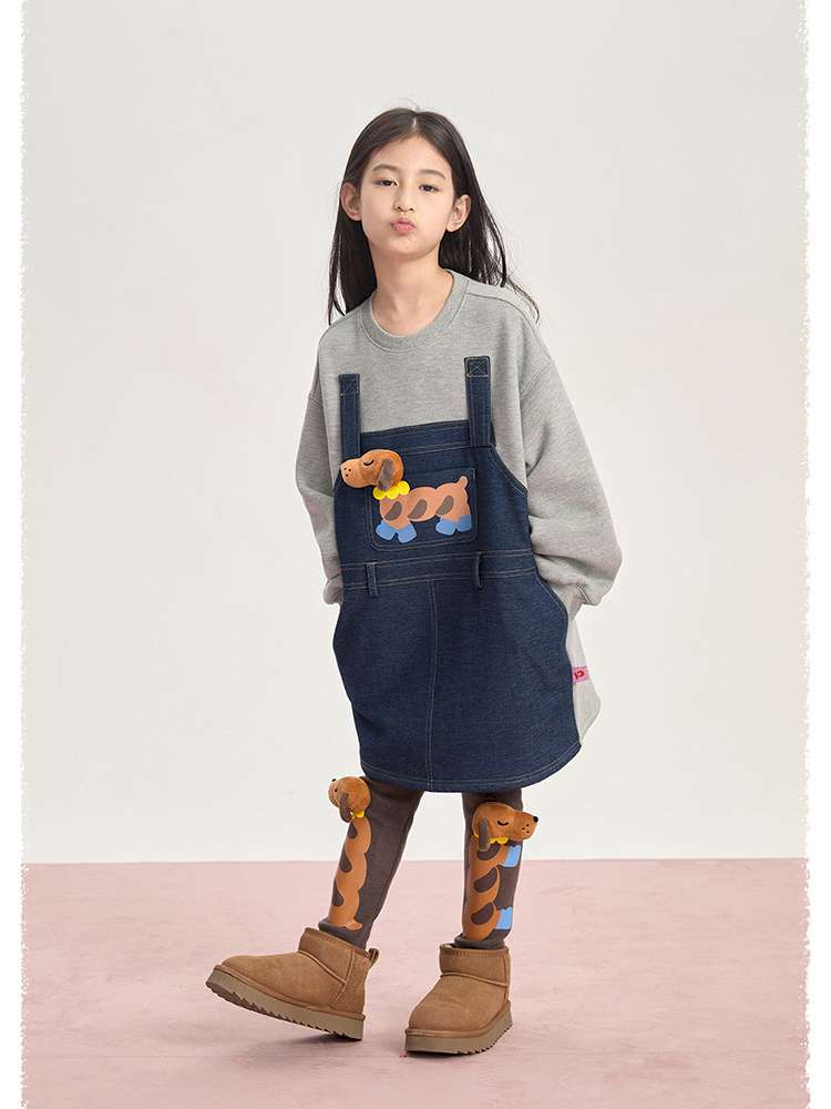 トレーナー・フーディ poco blush | Bread Puppy Denim Fleece Sweater デニム 切替 裏起毛 トレーナー【mh0020003】