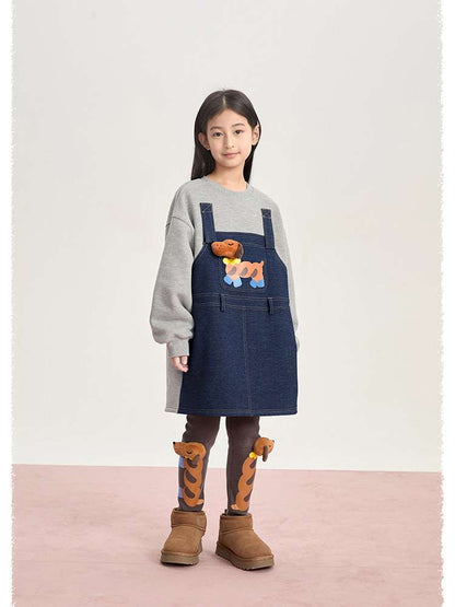 トレーナー・フーディ poco blush | Bread Puppy Denim Fleece Sweater デニム 切替 裏起毛 トレーナー【mh0020003】