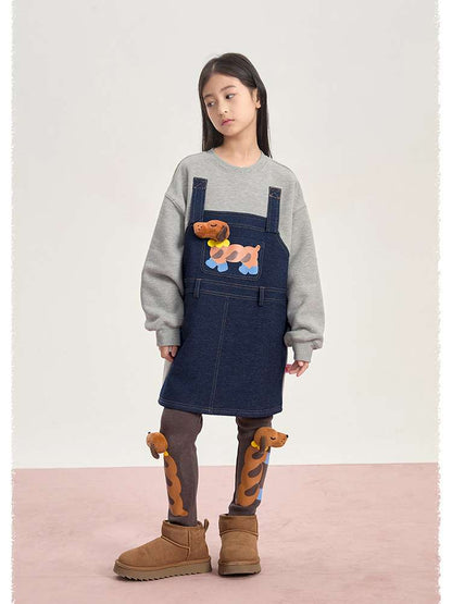 トレーナー・フーディ poco blush | Bread Puppy Denim Fleece Sweater デニム 切替 裏起毛 トレーナー【mh0020003】
