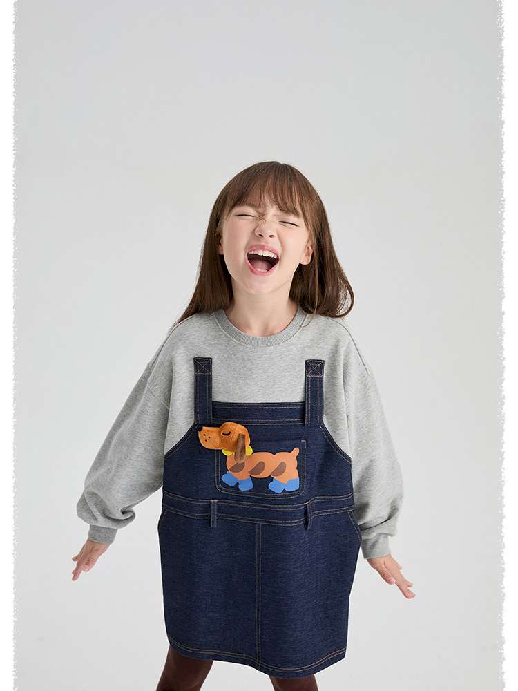 トレーナー・フーディ poco blush | Bread Puppy Denim Fleece Sweater デニム 切替 裏起毛 トレーナー【mh0020003】