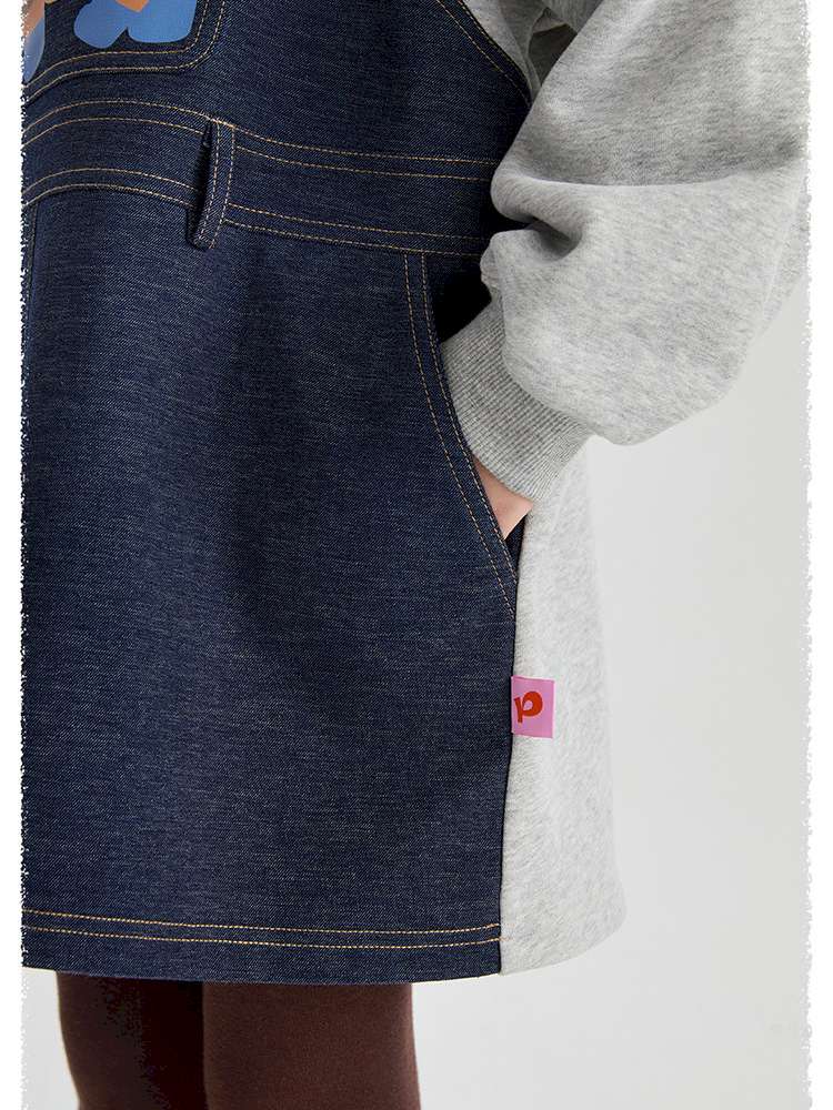 トレーナー・フーディ poco blush | Bread Puppy Denim Fleece Sweater デニム 切替 裏起毛 トレーナー【mh0020003】