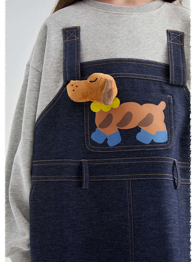 トレーナー・フーディ poco blush | Bread Puppy Denim Fleece Sweater デニム 切替 裏起毛 トレーナー【mh0020003】