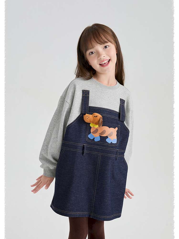 トレーナー・フーディ poco blush | Bread Puppy Denim Fleece Sweater デニム 切替 裏起毛 トレーナー【mh0020003】