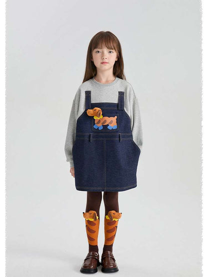 トレーナー・フーディ poco blush | Bread Puppy Denim Fleece Sweater デニム 切替 裏起毛 トレーナー【mh0020003】