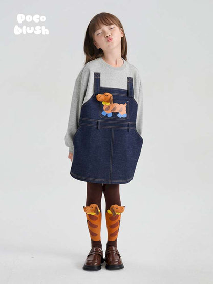 トレーナー・フーディ poco blush | Bread Puppy Denim Fleece Sweater デニム 切替 裏起毛 トレーナー【mh0020003】