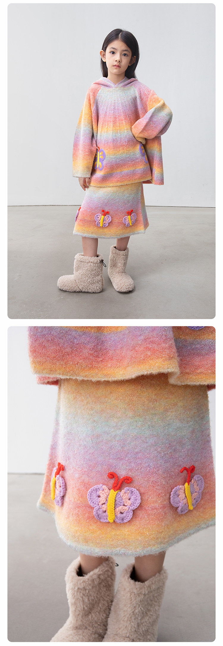 長袖セットアップ poco blush | Butterfly Shadow Wool Knit Suit 杢調 グラデーション ニットセットアップ【mh0020008】