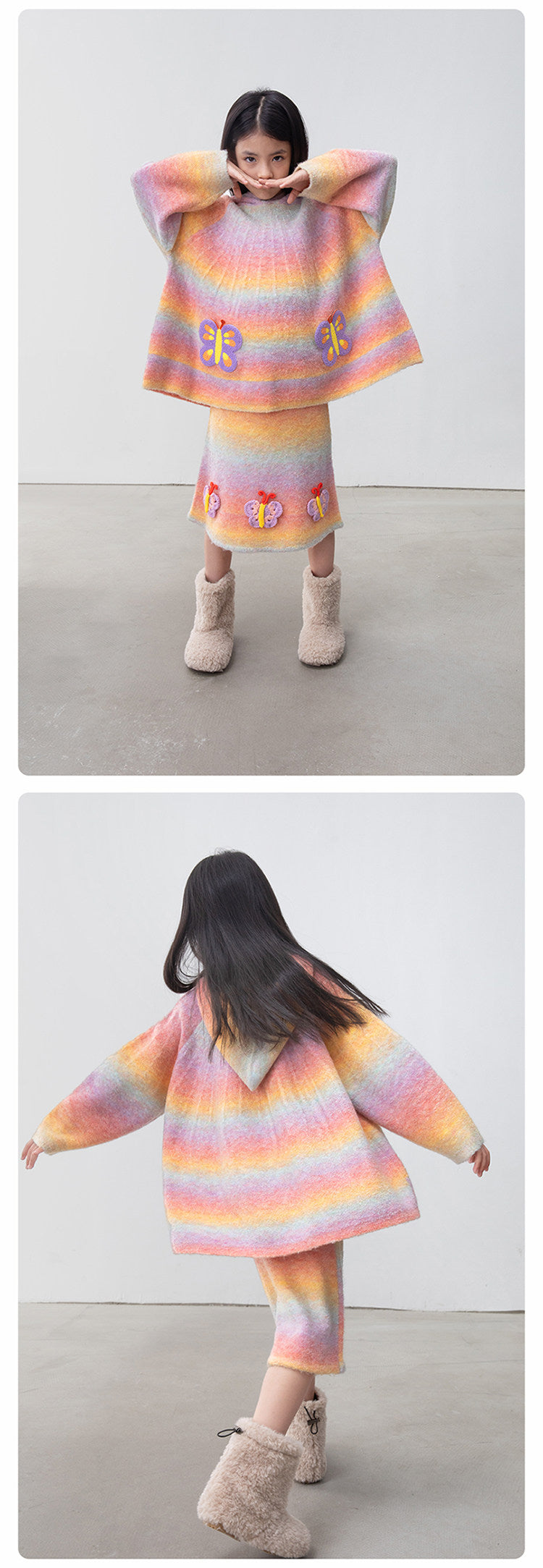 長袖セットアップ poco blush | Butterfly Shadow Wool Knit Suit 杢調 グラデーション ニットセットアップ【mh0020008】