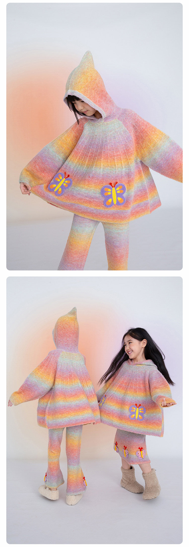 長袖セットアップ poco blush | Butterfly Shadow Wool Knit Suit 杢調 グラデーション ニットセットアップ【mh0020008】