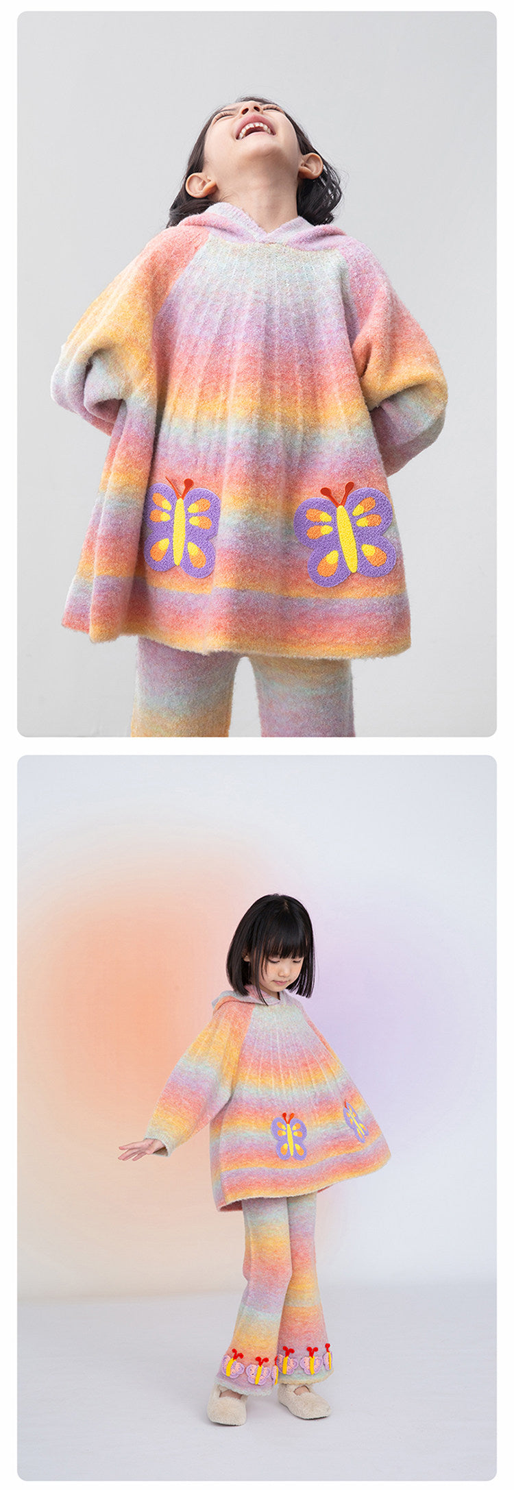 長袖セットアップ poco blush | Butterfly Shadow Wool Knit Suit 杢調 グラデーション ニットセットアップ【mh0020008】