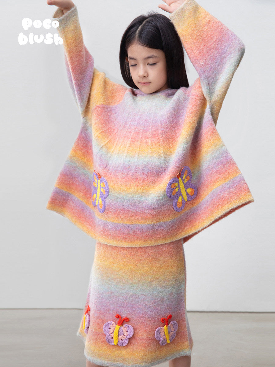 長袖セットアップ poco blush | Butterfly Shadow Wool Knit Suit 杢調 グラデーション ニットセットアップ【mh0020008】