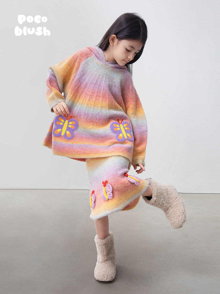 長袖セットアップ poco blush | Butterfly Shadow Wool Knit Suit 杢調 グラデーション ニットセットアップ【mh0020008】