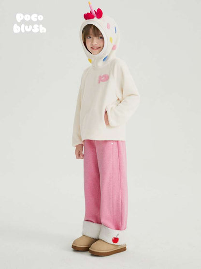 ロングパンツ・スウェットパンツ poco blush | Cherry & Cream Heart Pocket Fleece Pants ハートポケット 裏起毛 フリースパンツ【mh0020031】