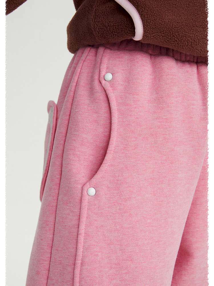 ロングパンツ・スウェットパンツ poco blush | Cherry & Cream Heart Pocket Fleece Pants ハートポケット 裏起毛 フリースパンツ【mh0020031】