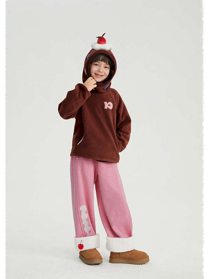 ロングパンツ・スウェットパンツ poco blush | Cherry & Cream Heart Pocket Fleece Pants ハートポケット 裏起毛 フリースパンツ【mh0020031】