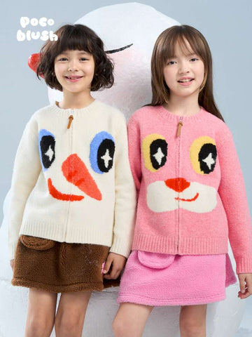カーディガン・パーカー poco blush | Close-up Jacquard Sweater なめらかジャガード ニットジップカーディガン【mh0020029】