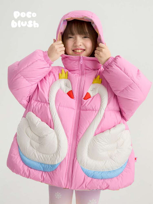 ロングコート poco blush | Elegant Swan Reversible Down Coat ホワイトグースダウン リバーシブルジャケット【mh0020005】