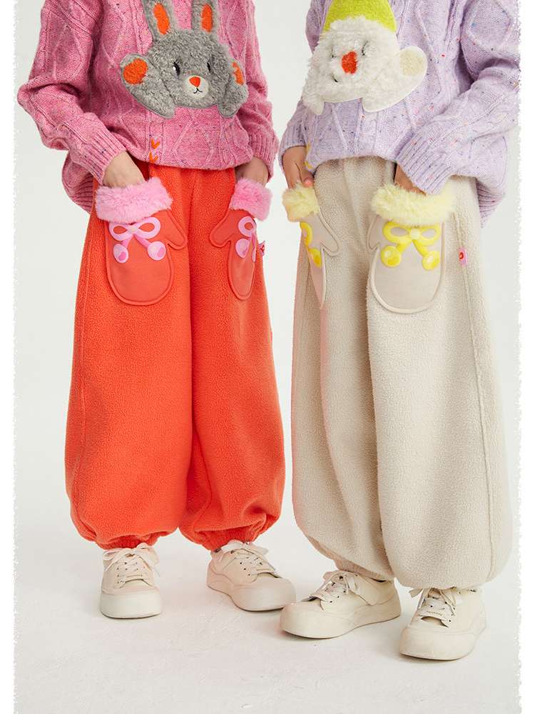 ロングパンツ・スウェットパンツ poco blush | Girls Lambswool Warm Pocket Pants ボアポケット 裏起毛パンツ【mh0020001】