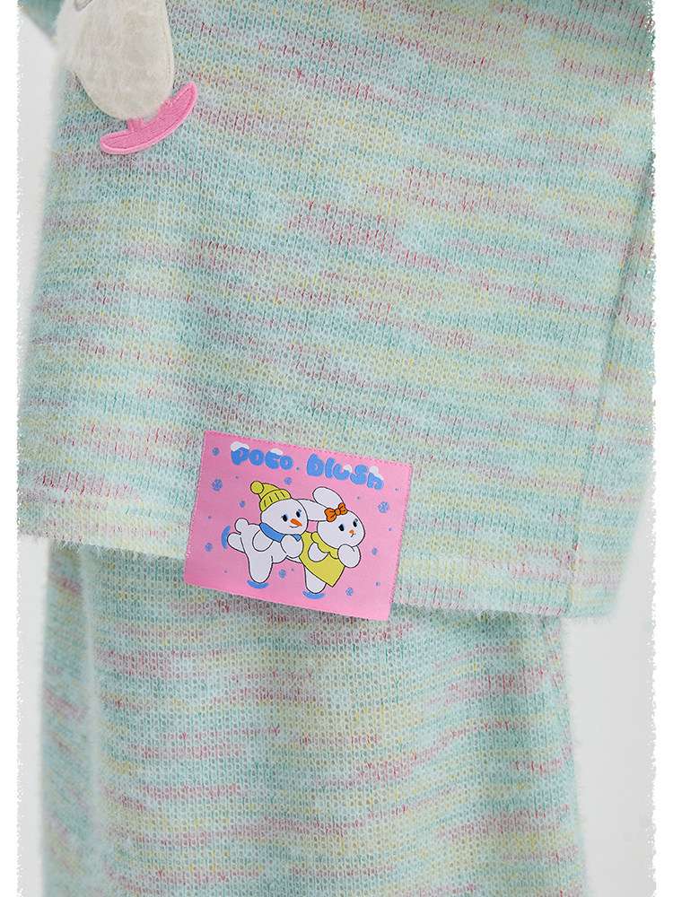 長袖セットアップ poco blush | Hooded Woolen Top Set ウール混 フーディー セットアップ【mh0020036】