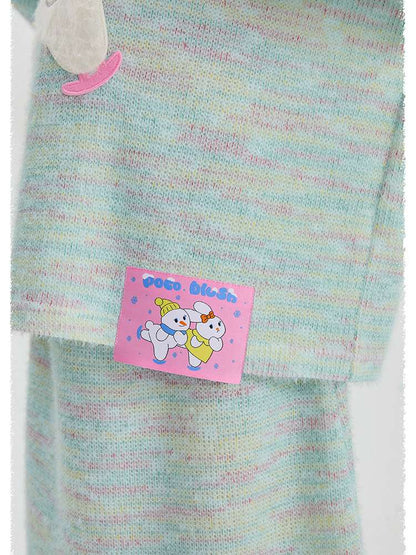 長袖セットアップ poco blush | Hooded Woolen Top Set ウール混 フーディー セットアップ【mh0020036】