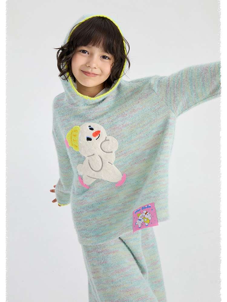 長袖セットアップ poco blush | Hooded Woolen Top Set ウール混 フーディー セットアップ【mh0020036】